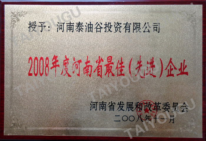 2008年度河南省最佳（先进）企业